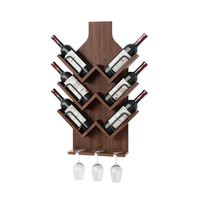 Porte-bouteilles mural en bois en forme de bouteille de vin avec support pour verres à pied, rangement pour bar à domicile