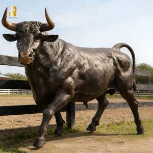 RELONG ホットセール高品質屋外真鍮鋳造動物彫刻ブロンズ雄牛像 - Product Image 1