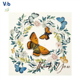 Carte de remerciement personnalisée avec papillons en feuille d'or, faite à la main, écologique, par des designers professionnels, en carton couché - Product Image 2