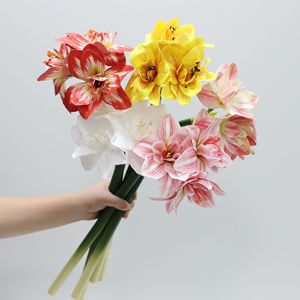 S1074 Vente en gros d'orchidées artificielles en latex de haute qualité, longues tiges, toucher réel, fleurs de clivia, orchidées pour la décoration de table à la maison - Product Image 3