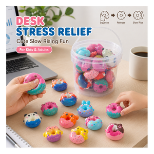 Jouet sensoriel anti-stress en PU souple et rebondissant en forme de donut animal mignon pour présentoir de comptoir de vente au détail, cadeau, vente en gros, personnalisé - Product Image 6