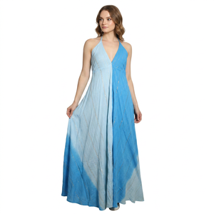 Rayon Empire Waist Vintage Romantic Long <b>Dress</b> V-Neck Spaghetti Strap Ankle-Length Gradient Color Elegant Summer Evening Gown - Product Image 1