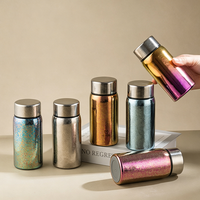 Cangkir Kopi Titanium Murni Tekstur Es Multi Warna Mini, Botol Air Titanium Kecil Portabel untuk Dibawa di Saku