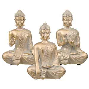 EAGLEGIFTS Đồ Dùng Gia Đình Bộ Phật Ngồi Màu Vàng Trang Trí Mặt Bàn Bằng Chứng BSCI Tượng Phật Thiền Thủ Công Bằng Nhựa