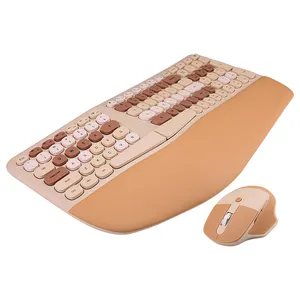 Ergonomic Wireless Keyboard Curved Design For Natural Typing 2.4G Full Size Ergo Split Keyboard Mouse Combo With Wrist Rest