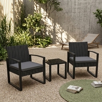 Set Bistrot BHR a 2 Posti in Rattan per Balcone, Giardino, Cortile, Arredamento da Esterno per Conversazione e Patio