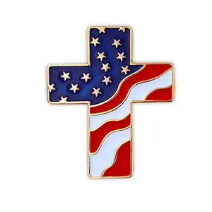 אמריקאי דגל פטריוטית צלב דתיים אמייל דש פין