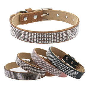 <span class=keywords><strong>Collar</strong></span> de Perro Retro de Gamuza con Pedrería, Anillo en D, <span class=keywords><strong>Collar</strong></span> de Cristal Moderno para Mascotas, Gatos y Perros, <span class=keywords><strong>Collar</strong></span> de Cuero PU Duradero con Hebilla Ajustable - Product Image 1