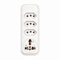 Prise murale standard brésilienne SUZHERM, 3 prises en ligne droite, type 2U2C, 220-250V, coque ignifuge
