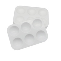 Palettes rectangulaires en plastique blanc à 6 grilles pour peinture d'art Plat de mélange de peinture à la gouache avec plaque épaissie