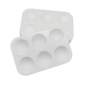 Белые пластиковые 6-сетчатые прямоугольные палитры для рисования гуашью - Product Image 1