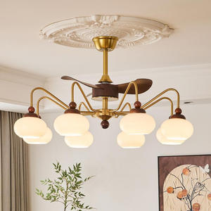 Un nouveau <span class=keywords><strong>lustre</strong></span> <span class=keywords><strong>ventilateur</strong></span> à spectre complet avec une lampe en kaki dans un salon de style moyen et un plafond de style shanghai <span class=keywords><strong>ancien</strong></span> - Product Image 3