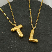 Collar Personalizado de Fábrica, Chapado en Oro de 18k, con Nombre de Pareja, Inicial, Acero Inoxidable, Letra del Alfabeto en Forma de Globo 3D