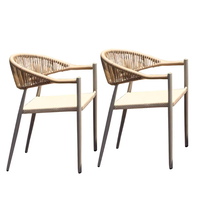 Ensemble de meubles de patio extérieur en bois, table à thé et chaises, résistant à l'eau et aux UV, style minimaliste, pour hôtel, jardin, bistrot, cour, terrasse
