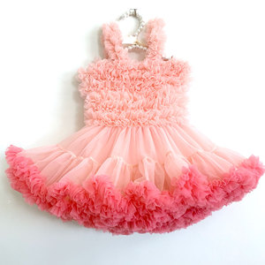 Vestidos de Tul Rosa al por Mayor, Diseños de Vestidos de Gasa con Volantes Suaves para Niñas, Vestido de Princesa para Fiestas - Product Image 1