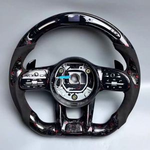 Volant en fibre de carbone forgée avec revêtement en daim et éclairage LED pour <span class=keywords><strong>Mercedes</strong></span> Benz AMG GT GT C190 W205 C205 W177 W290 W217 S63 G63 GT63 GTS GTR - Product Image 2
