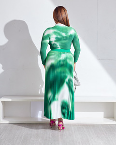 Robe pour femme 2026 Nouvelle collection, imprimé couleur vive, plissée, manches longues, élégante, <span class=keywords><strong>grande</strong></span> <span class=keywords><strong>taille</strong></span>, <span class=keywords><strong>ensemble</strong></span> robe pour femme - Product Image 4