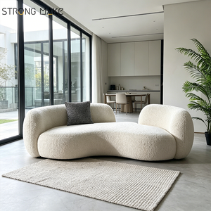 Sofá Moderno Blanco para Sala <span class=keywords><strong>de</strong></span> Estar, Sofá <span class=keywords><strong>de</strong></span> <span class=keywords><strong>3</strong></span> <span class=keywords><strong>Plazas</strong></span>, Muebles Modernos <span class=keywords><strong>de</strong></span> Lino, Sofá Modular Curvo <span class=keywords><strong>de</strong></span> Lujo para el Hogar - Product Image 5