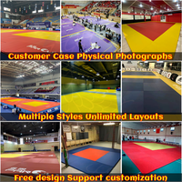 Tapis de judo standard IJF 1m x 1m 1m x 2m Épaisseur 4-6cm Surface en cuir PVC Dos en caoutchouc antidérapant Remplissage en mousse PU personnalisé
