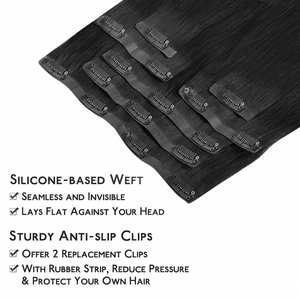 Directo de Fábrica, Juego de 7 Piezas de Extensiones de Cabello con Clip, Extensiones de Cabello Humano con Clip de PU, 16 Tarjetas de Extensiones de Cabello, Entrega Inmediata en Europa y Estados Unidos - Product Image 4