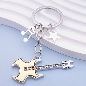 Nuevo llavero de guitarra musical de dos tonos con colgante de pentagrama para bolsos y llaves de coche - Product Image 2