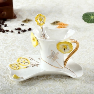 Hot Sale Morning Glory Porcelain Cup and Saucer Christmas Creative Gift - Product Image 3