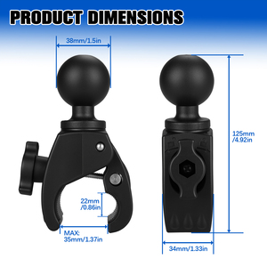 Velpaw - Pince de fixation à boule de 1,5 pouce pour tube rond de 0,6 à 1,37 pouce, base de montage de taille C pour bras à double douille - Product Image 5