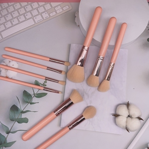 9-Piece Orange Wood Handle Synthetic Hair Makeup <b>Brush</b> Set Private Label Custom Logo Face Concealer <b>Brush</b> Kit - Product Image 2