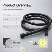 Tubo de Neón Negro Redondo de 22 mm, Brillo Uniforme de 360 Grados, Luz LED Flexible de Silicona para Escenarios, Clubes, Eventos, Diseño de Iluminación Decorativa