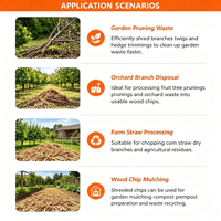 Broyeur de bois portable avec 3 lames, diamètre de coupe des branches max. 120 mm, broyeur de bois de jardin extérieur
