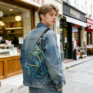 New Arrival Tropical Leaves Custom Print Single Shoulder Bag Sports Waterproof <b>Chest</b> Bag <b>Small</b> Crossbody Bag Travel Bag for Men - Product Image 5