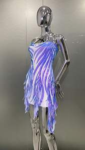 W americano y europeo Sexy vendaje pecho brillo minifalda club nocturno banquete vestido de noche 2024 nuevo diseño - Product Image 4