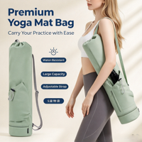 Tas Matras Yoga Tahan Air Tali Bahu Dapat Disesuaikan Kantong Botol Kompartemen Basah Ber-resleting Kapasitas Besar Tas Olahraga