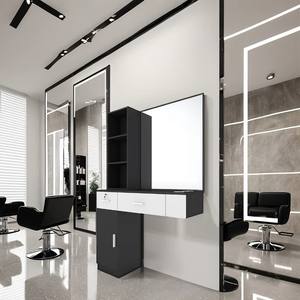 Mueble de Madera Moderno para Salón de Belleza Masculino, Estación de Espejos para Barbería, Exhibidor para Tienda de Peluquería - Product Image 2