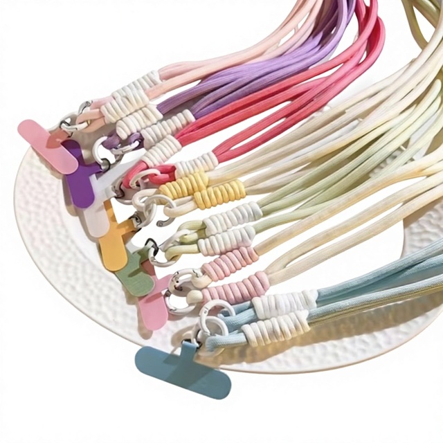 Women's Mobile Case Crossbody Chain Solid Color Long Strap Woven Rope Nylon Pendant for Bag