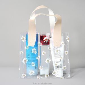 Sacs cadeaux en PVC transparent réutilisables avec poignées, impression de logo personnalisée, pour mariages, anniversaires, festivals, sac à main en PVC - Product Image 1