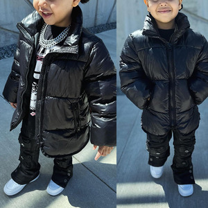 Giacca imbottitura invernale personalizzata per bambini giacca lucida calda da esterno con bolle e cerniera piumino giacca Bomber per bambini - Product Image 2