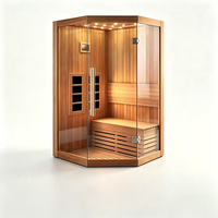 Sauna infrarouge lointain en bois de cèdre 1000x1000x2000cm, durable, en cèdre rouge aromatique avec verre trempé de 8mm