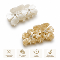 Nouvelle Pince à Cheveux Florale Personnalisée en Acétate avec Strass Grande Taille Style Européen et Américain – Vente en Gros de Pinces à Cheveux pour Femmes