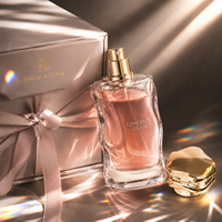 Flacon de parfum premium en verre, 50 ml, cylindrique, corps incurvé, transparent, avec pulvérisateur, personnalisation possible