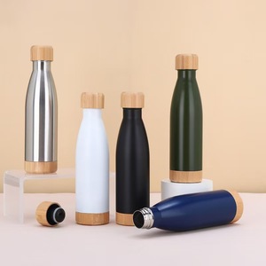 New 304 Stainless Steel Insulated Cup with <b>Bamboo</b> Cover and Bottom, Portable Outdoor Water Cup Customization - Product Image 3