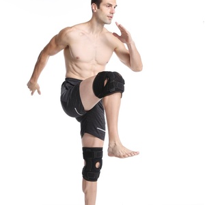 Attelle de <span class=keywords><strong>genou</strong></span> articulée en néoprène avec plaque de soutien en acier, dispositif de fixation du ménisque, dispositif de résistance pour adulte, protection complète - Product Image 1