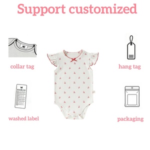 Mono de bebé para niña con mangas con volantes, estampados bonitos, tela ligera de verano, body de bebé personalizado, pelele de bebé al por mayor - Product Image 2