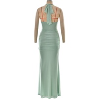 Women's Sexy Deep V Low-Cut Halter Neck Summer Dress Fashion Elegant Backless Bodycon Women Casual Maxi Long Dress
