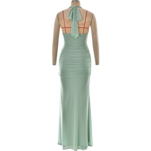 Abito lungo estivo da donna sexy con scollo a V profondo e allacciatura al collo, elegante e senza schienale, <span class=keywords><strong>aderente</strong></span>, casual - Product Image 6