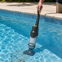 Nettoyeur de piscine portable puissant et de luxe avec 3 sections de perches en aluminium, modèle PJV30 - Rechargeable, écologique et haute efficacité