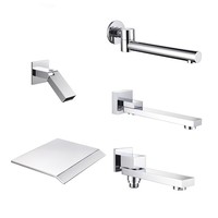 Pommeau de douche encastré rotatif tout en cuivre, avec jet cascade et sortie d'eau inférieure, accessoires pour lavabo et baignoire