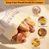 Lot de 2 sacs à pain en cire d'abeille pour pain au levain fait maison - Sacs réutilisables en lin biologique avec doublure en coton pour pain au levain naturel à la cire d'abeille