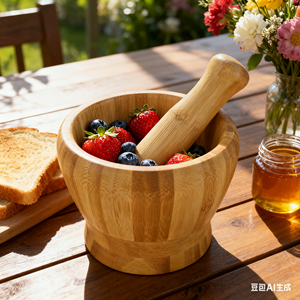 Bol à pincer en bois de bambou, outils de cuisine, moulin et pailles de bambou naturel - Product Image 2