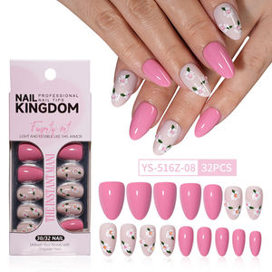 <span class=keywords><strong>Uñas</strong></span> Postizas <span class=keywords><strong>Francesas</strong></span> de Lujo, 32 Piezas, Coloridas, Hechas a Mano, <span class=keywords><strong>con</strong></span> <span class=keywords><strong>Flores</strong></span> 3D y Pedrería, Diseño Almendrado Mediano, <span class=keywords><strong>con</strong></span> Decoración de Arte de <span class=keywords><strong>Uñas</strong></span> - Product Image 4